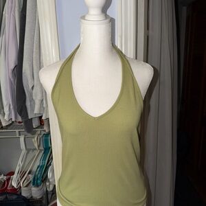 American Eagle Outfitters Light Green Halter Tank Top